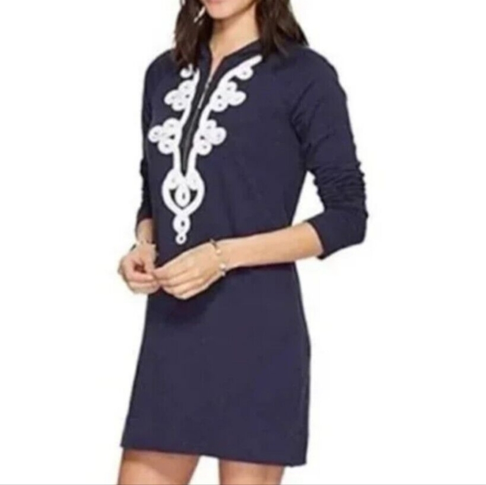 Lilly Pulitzer Hooded Skipper Popover Dress Small Navy Blue 27877 Size Small